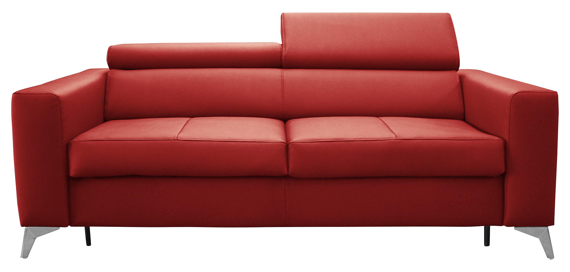 Schlafsofa Mondo, Rot B: 206 Cm - Silberfarben/Rot, Design, Leder/Textil (206/95/101cm) - Livetastic