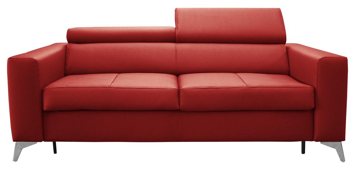 Schlafsofa Mondo, Rot B: 206 cm - Silberfarben/Rot, Design, Leder/Textil (206/95/101cm) - Livetastic