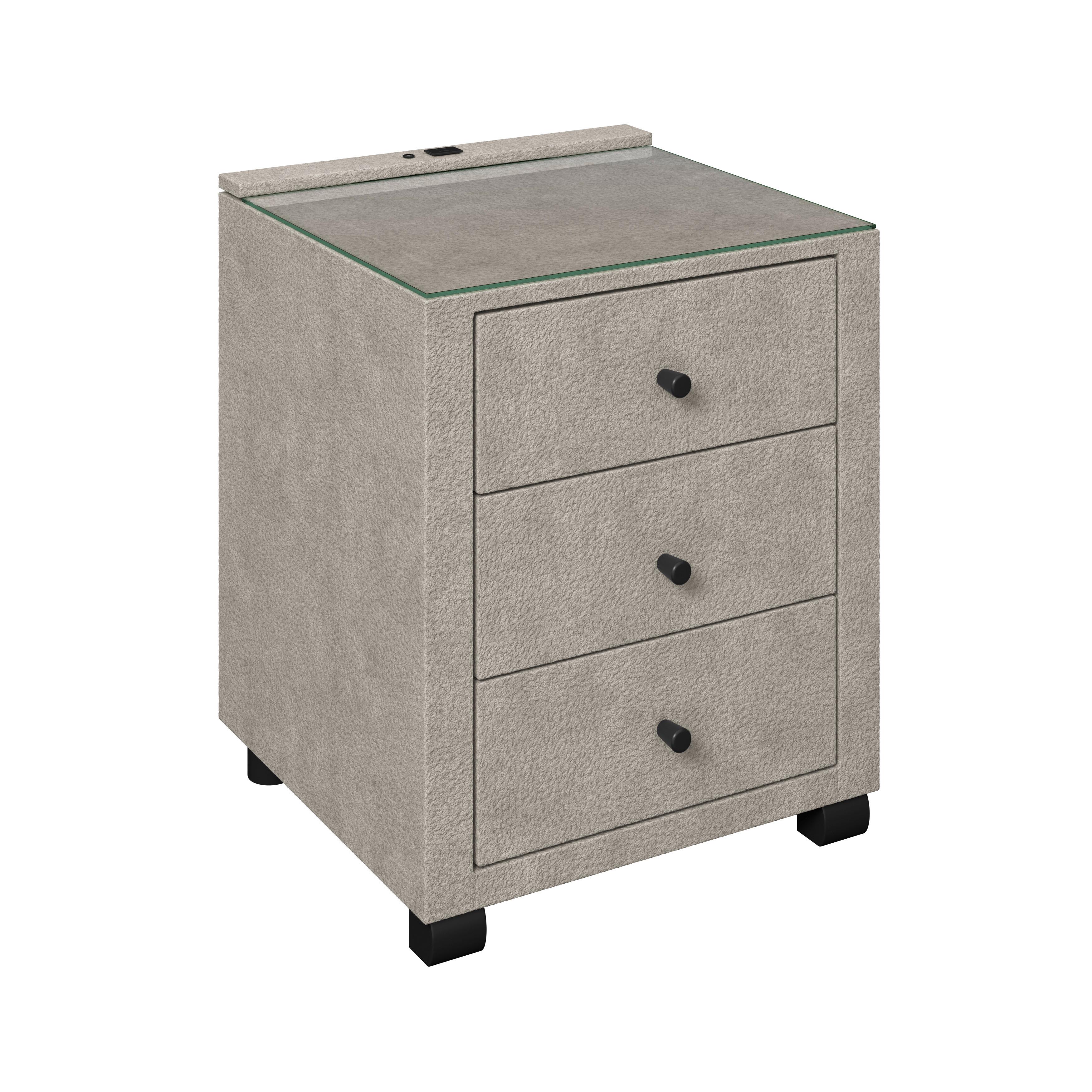 Nachtkästchen Elysia Naturfarben, B: 48cm - Naturfarben, Trend, Glas/Holz (48/68/45,5cm) - Luca Bessoni