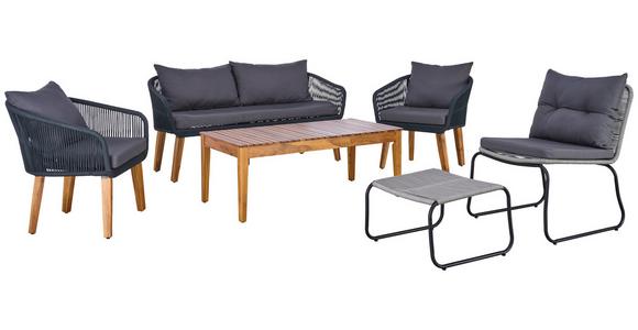 Loungegarnitur Trendy Aus Holz/Metall mit Kissen - Dunkelgrau/Anthrazit, MODERN, Holz/Metall (160/75/70cm) - Beldano