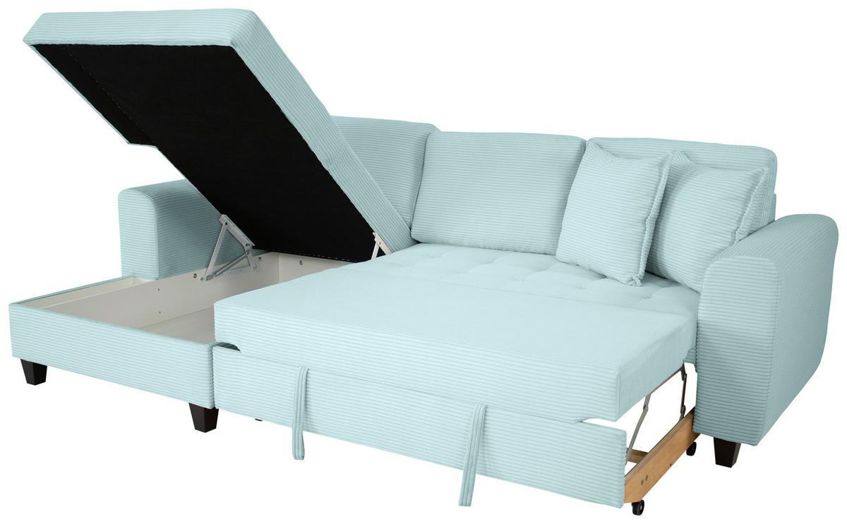 Ecksofa Moritz Graugrün S: ca. 155x265 cm - Salbeigrün, Trend, Textil (155/265cm)