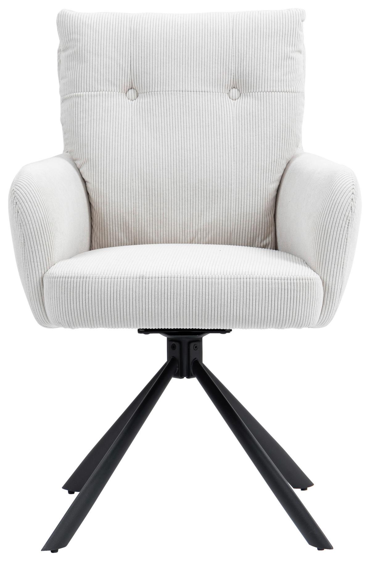 Armlehnstuhl Enja Creme Sitzfl. 180° drehbar, B: 60cm - Creme/Schwarz, KONVENTIONELL, Textil/Metall (60/95/67cm) - MID.YOU