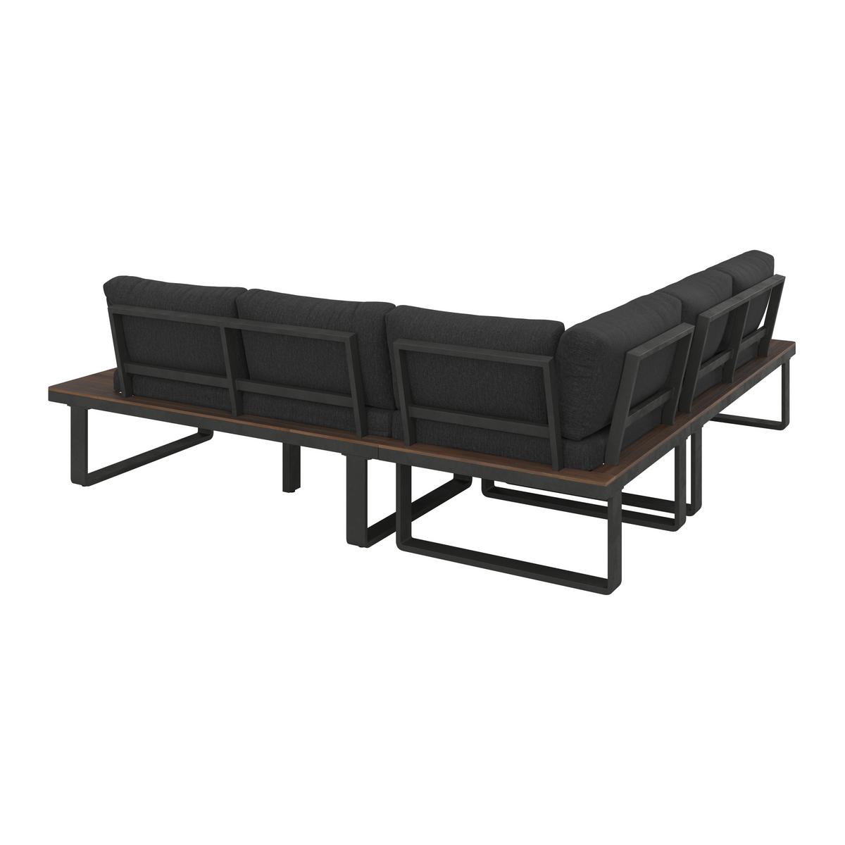 JEDÁLENSKÁ TERASOVÁ SÚPRAVA GIANNA - čierna/farba tíku, Modern, kov/drevo (221/71/76cm) - Bessagi Garden