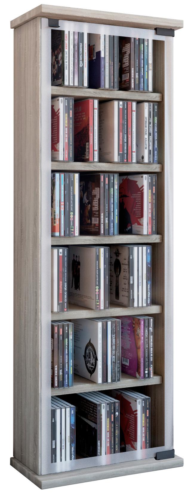 Cd Regal Mit Glastür Classic 31 Cm Eiche Dekor
