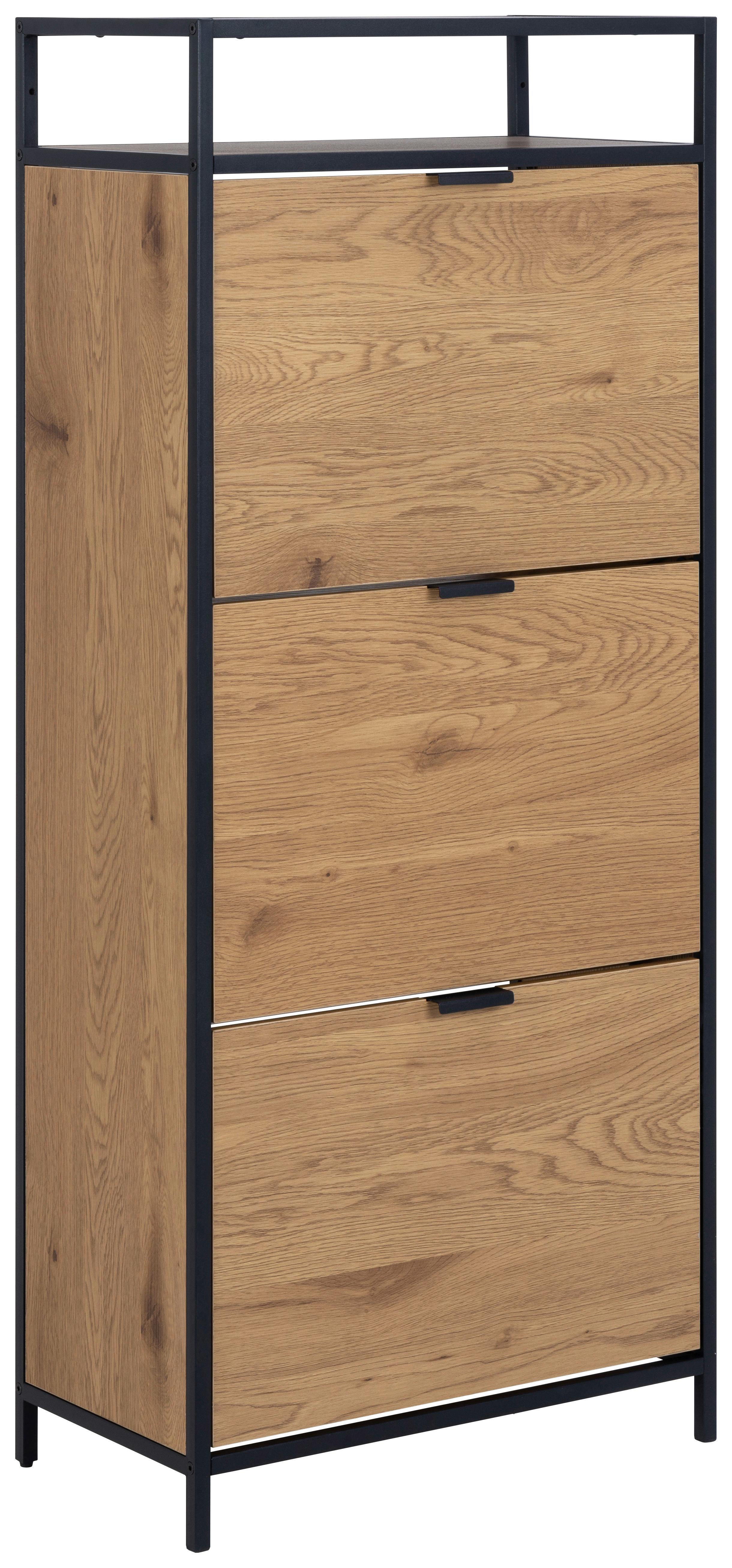 Schuhschrank Seaford 0000107915 - Wildeiche/Eichefarben, Design, Papier/Holzwerkstoff (56/129/30cm) - Livetastic