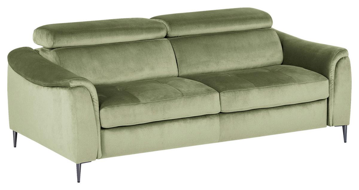 Schlafsofa Pafos Hellgrün B: 203 cm - Chromfarben/Hellgrün, Design, Textil (203/77-98/103cm) - MID.YOU