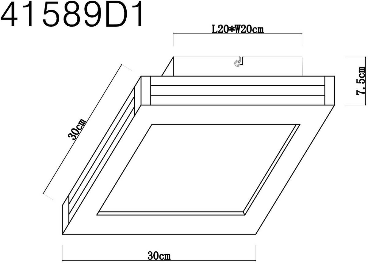 Led Mennyezeti Lámpa 41589d1 - sötétbarna/fekete, Natur, műanyag/faalapú anyag (30/30/7,5cm) - Globo