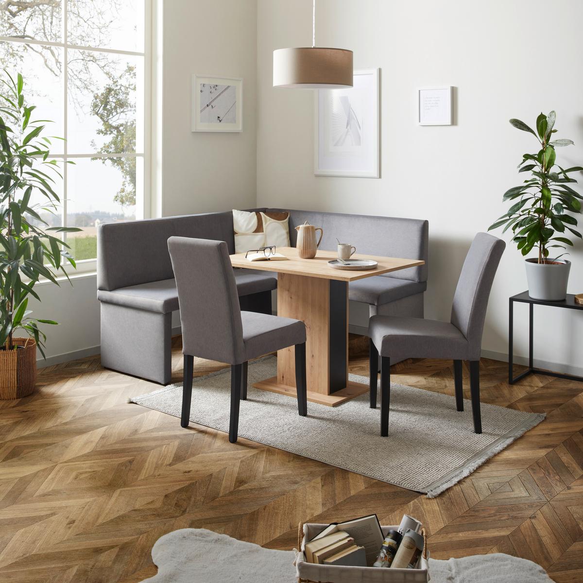 Eckbank Campel - Schwarz/Grau, KONVENTIONELL, Textil (167/147cm)