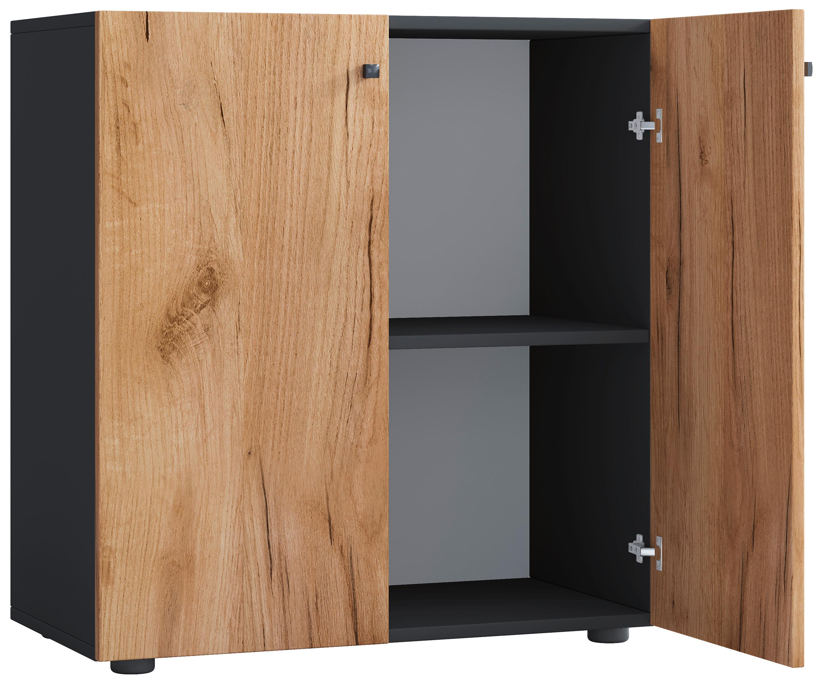 Regal Lona Anthrazit/Eiche Dekor B: 70cm - Honigeiche/Anthrazit, Design, Holzwerkstoff (70/74/37cm) - MID.YOU