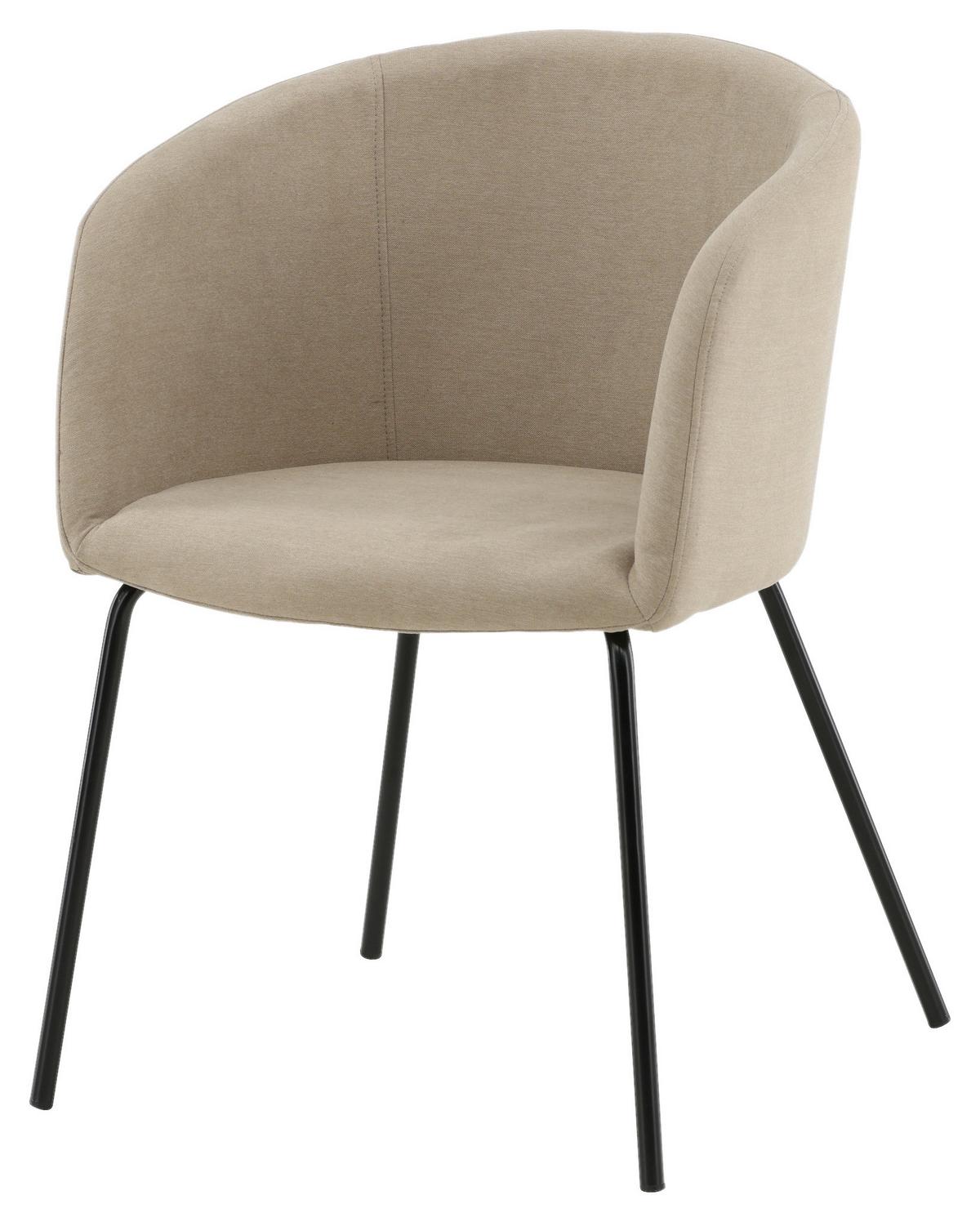 Stuhl Berit - Beige/Schwarz, Design, Holz/Kunststoff (55/78/55cm) - Livetastic