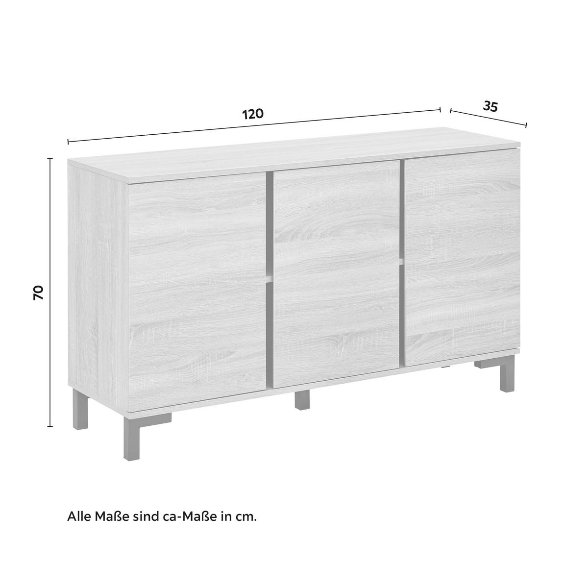 Komoda LORI - barvy dubu/černá, Moderní, kov (120/70/35cm) - Bessagi Home