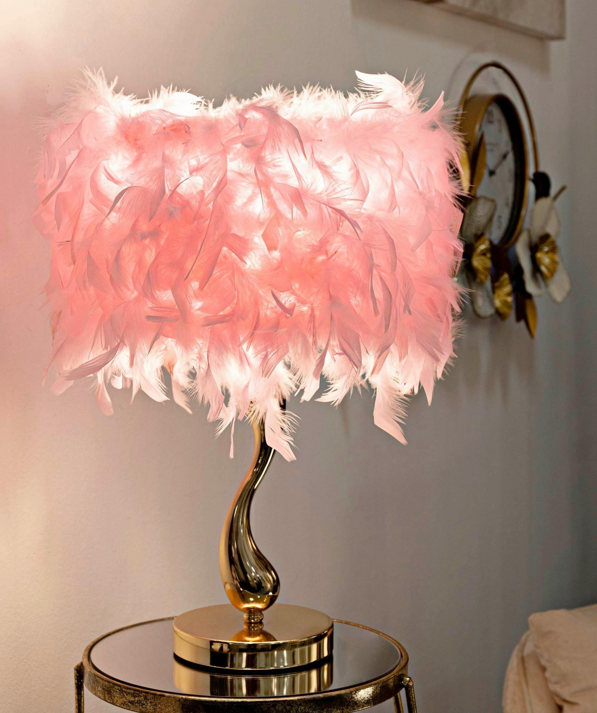 Tischleuchte Cart Pink Pink, Goldfarben B: 25 cm - Pink/Goldfarben, Basics, Kunststoff/Metall (25/47/25cm)
