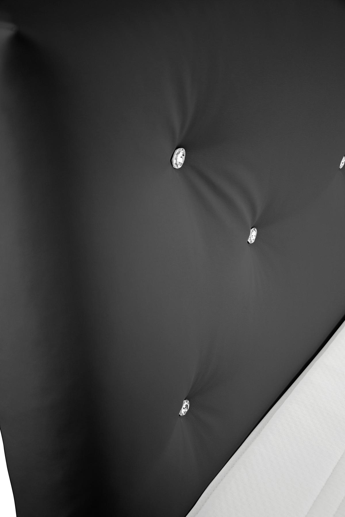 Boxspringbett Mit Topper, Lederlook 180x200cm Luminosa - Schwarz, MODERN, Textil (180/200cm)