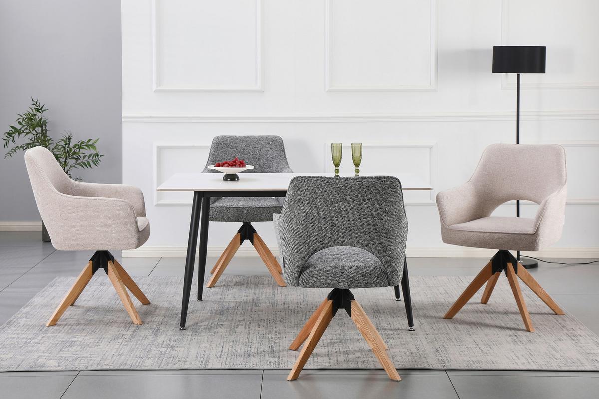 Armlehnstuhl Puro Eichefarben/Beige B: 60 cm - Eichefarben/Beige, MODERN, Holz/Textil (60/89/65,5cm) - Livetastic