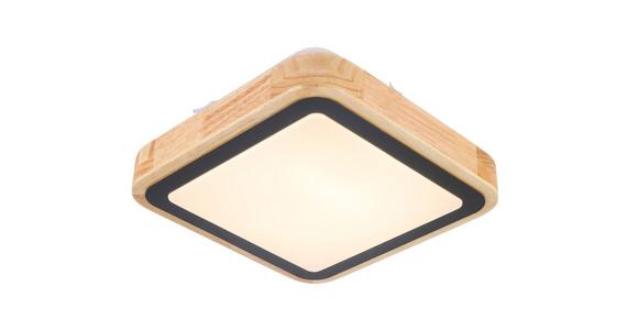 LED-Deckenleuchte Kida L: 27 cm, 1-Flammig mit Holz - Schwarz/Naturfarben, MODERN, Holz/Kunststoff (27/27/8cm) - Luca Bessoni