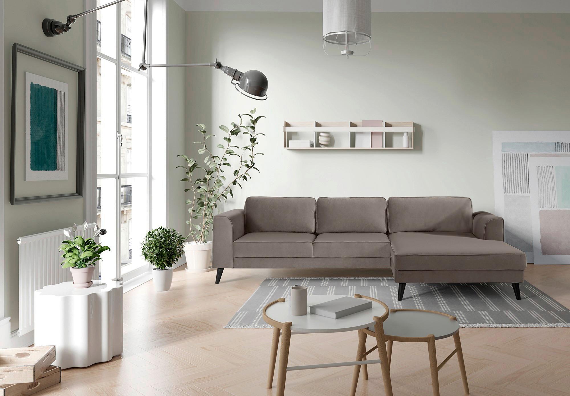 Ecksofa Mit Schlaffunktion Lumber Jack Taupe - Taupe/Wengefarben, MODERN, Textil (277/167cm) - Trendmanufaktur