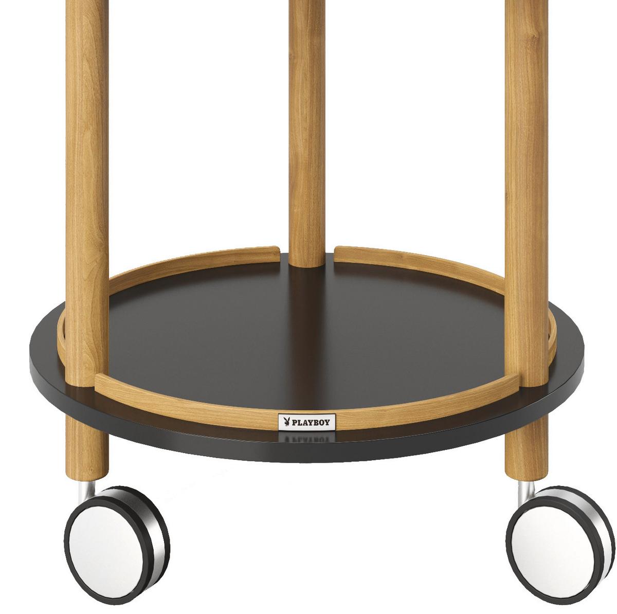 Beistelltisch Auf Rollen Mit Ablage Carly Bambus/schwarz - Nussbaumfarben/Schwarz, KONVENTIONELL, Holz/Holzwerkstoff (40/40/50cm) - Playboy