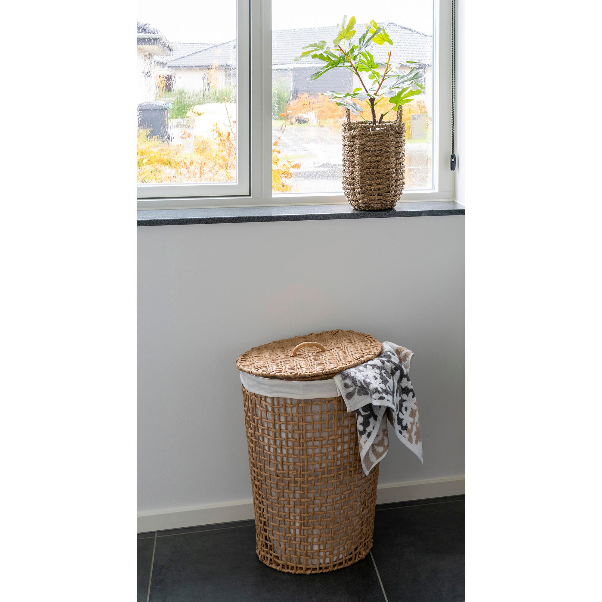 Wäschekorb Pomal Weiß Hellbraun B: 42 Cm - Hellbraun/Weiß, Design, Papier/Kunststoff (42/56/42cm)