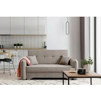 3-Sitzer-Sofa Mit Schlaffunktion Laine Hellbraun - Hellbraun/Silberfarben, Design, Textil (155/105/75cm) - MID.YOU