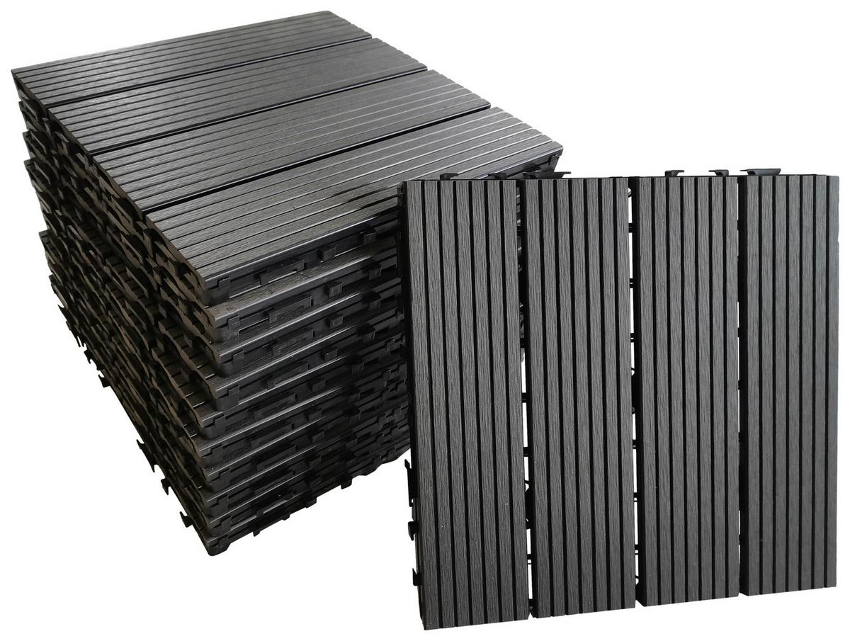 Terrassenfliese Maurice Anthrazit, 11 Stück - Anthrazit, KONVENTIONELL, Holzwerkstoff (30/30/2.4cm) - Prestige Home