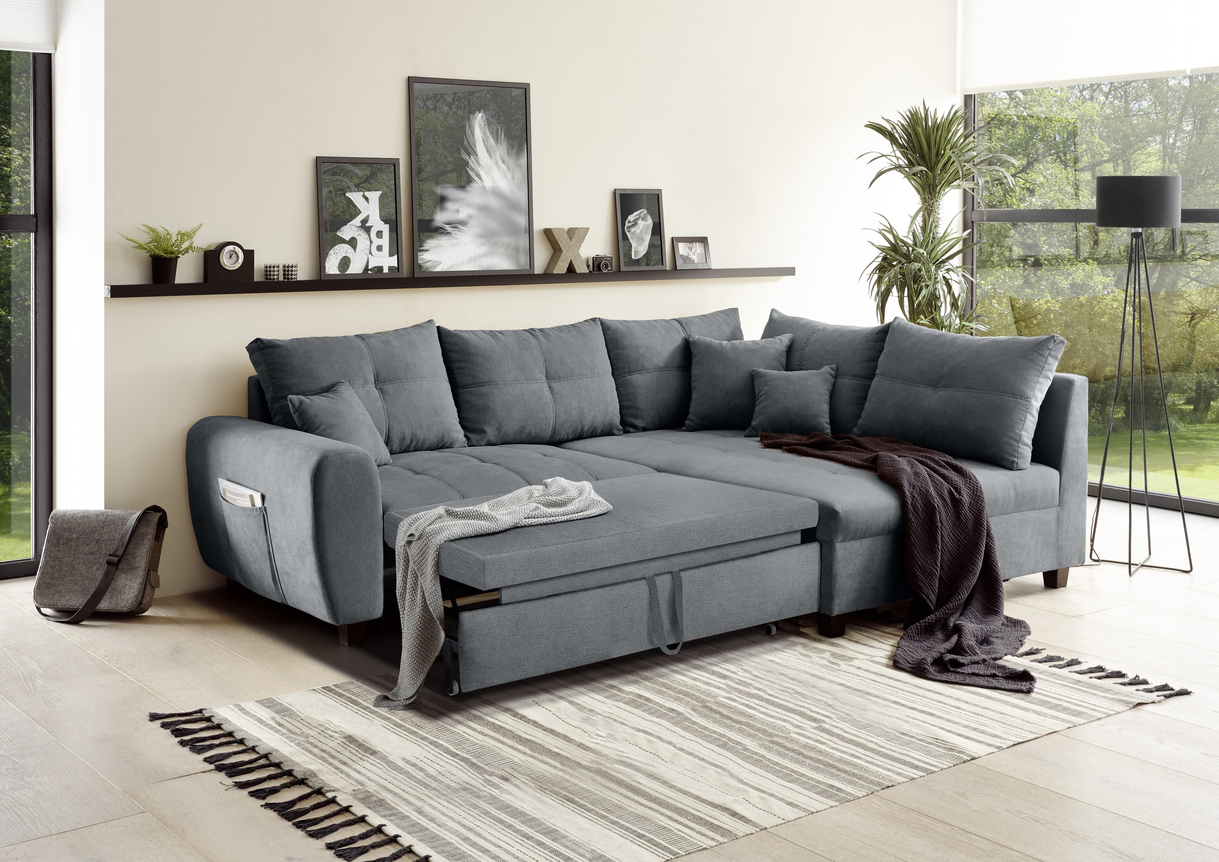 Sedacia súprava Lea antracit - čierna/antracitová, Basics, kompozitné drevo/textil (248/176cm) - MID.YOU