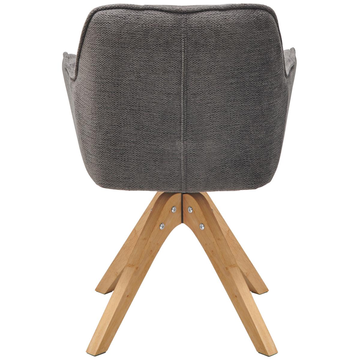 Armlehnstuhl Kerry Dunkelgrau gepolstert - Dunkelgrau/Eichefarben, LIFESTYLE, Holz/Textil (61/85/63cm) - Livetastic