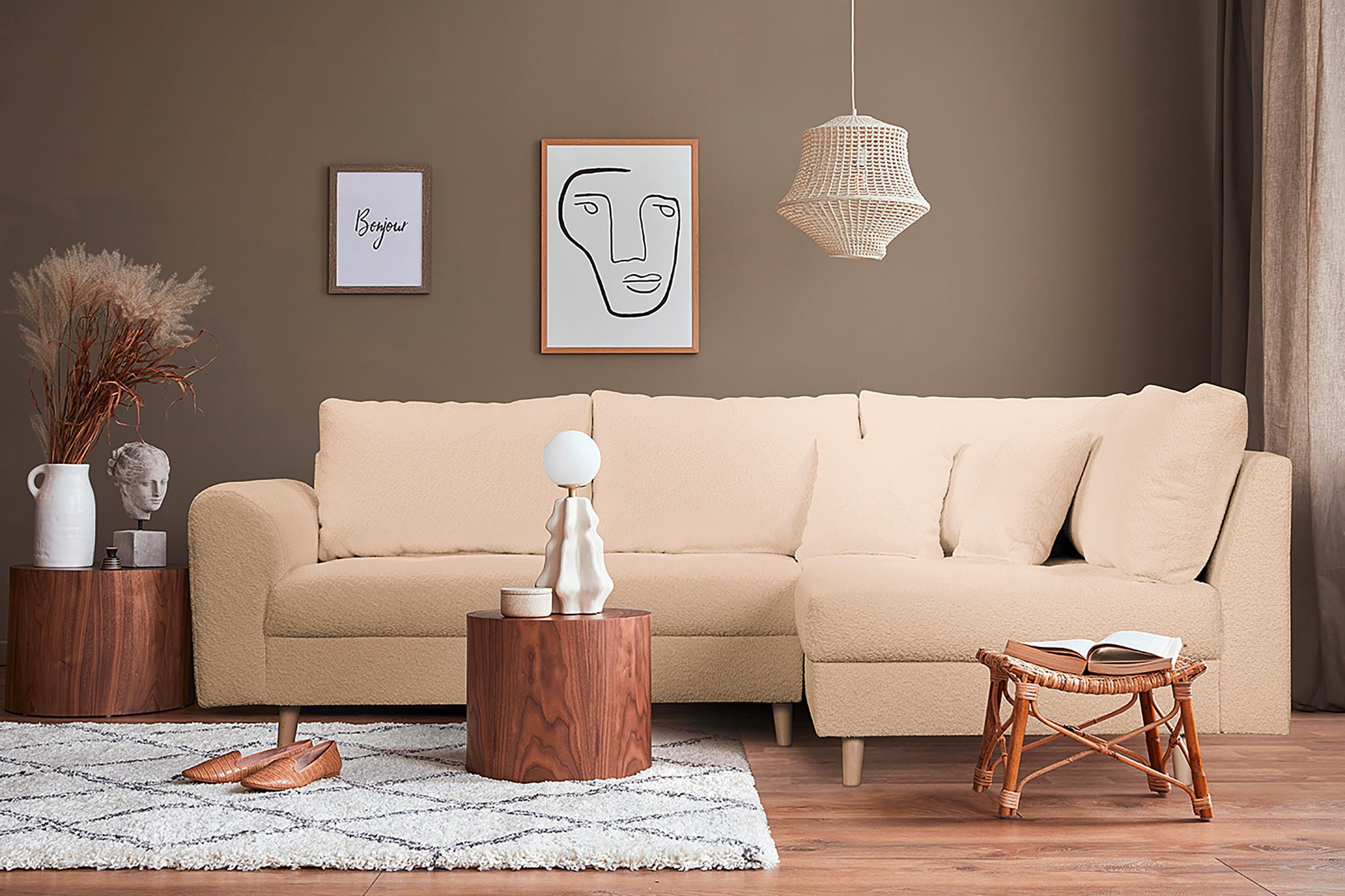 Ecksofa Ariella Beige S: 231x161 cm - Beige/Naturfarben, Design, Textil (231/161cm) - Livetastic