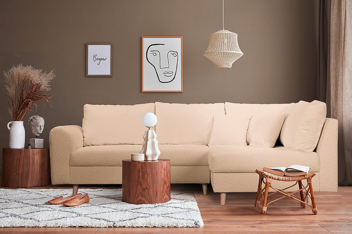 Ecksofa Ariella Beige S: 231x161 cm - Beige/Naturfarben, Design, Textil (231/161cm) - Livetastic