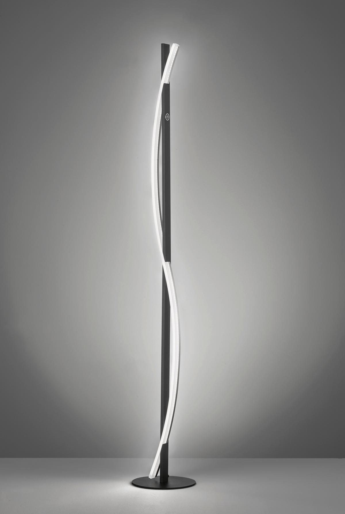 LED-Stehlampe Bridge dimmbar Schwarz/Weiß Touch - Schwarz/Weiß, Design, Kunststoff/Metall (144,5cm) - Fischer & Honsel