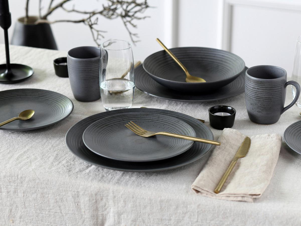 Kombinovaná souprava CATANIA ANTRACIT, 16-dílný - antracitová, Design, keramika - Creatable