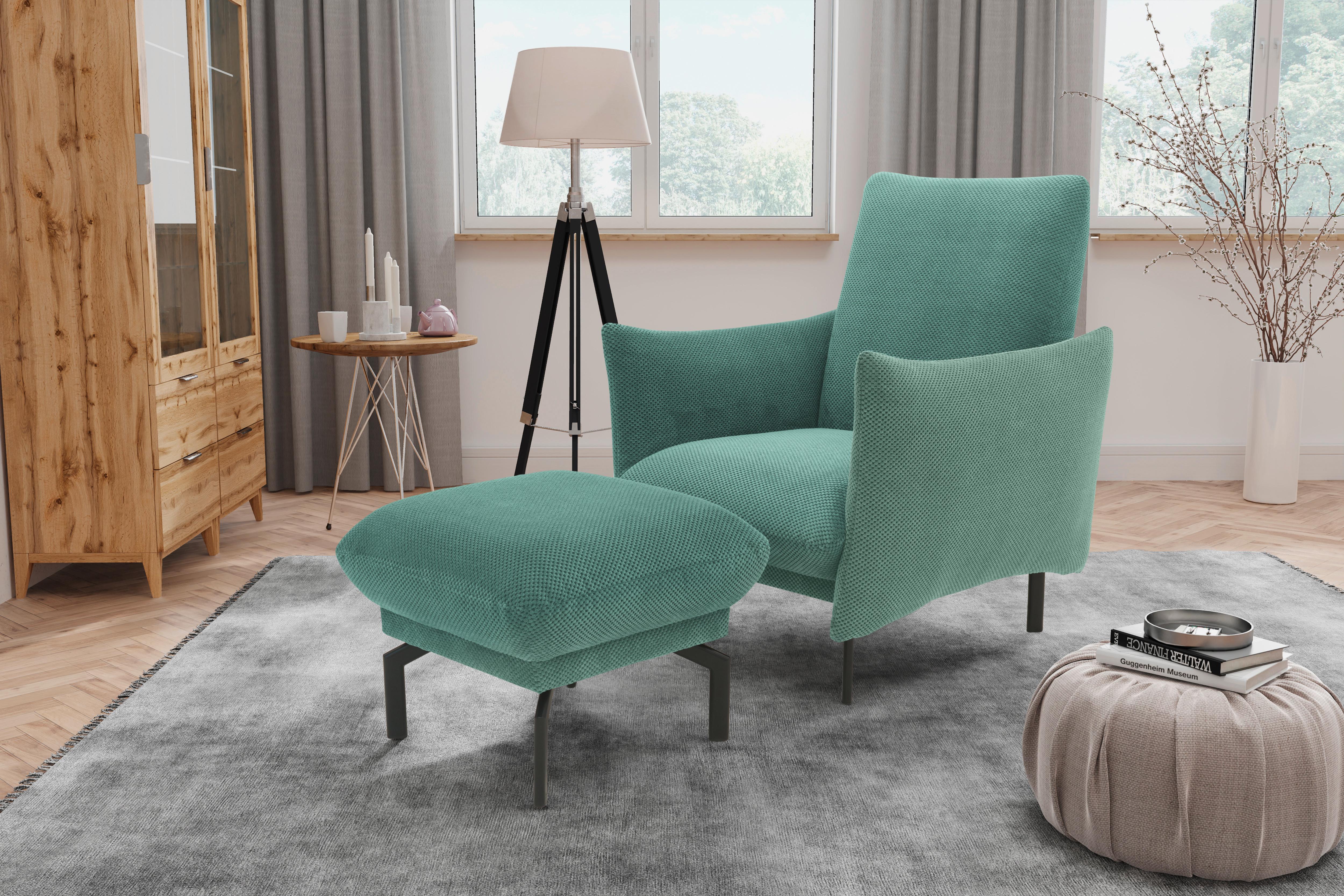 Hocker Mintgrün B: 57 cm - Schwarz/Mintgrün, Design, Textil (57/46/57cm) - MID.YOU