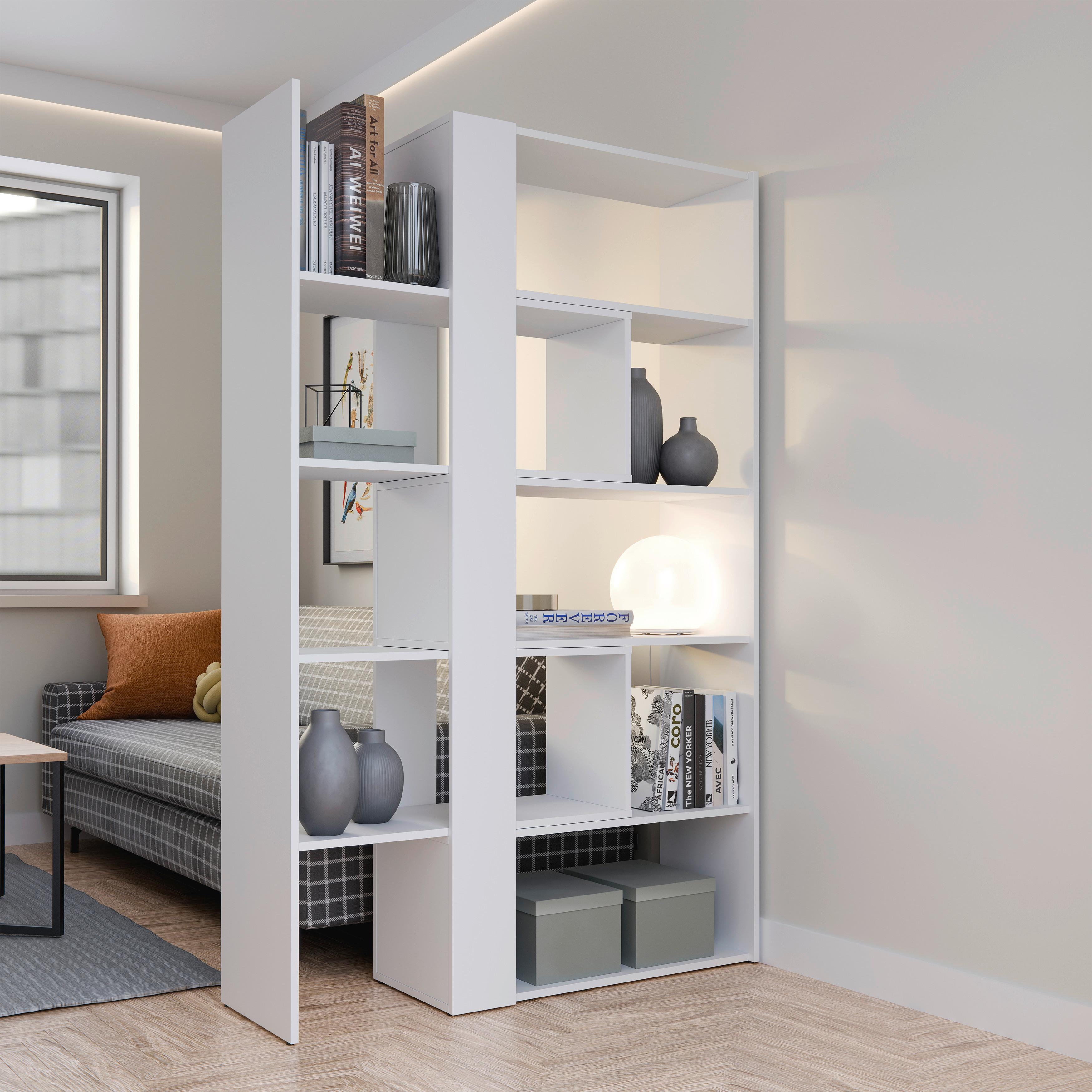 Regal Motus Alpinweiß B: 82-146 cm - Weiß, MODERN, Holzwerkstoff (82-146/180/35cm) - Modern Living