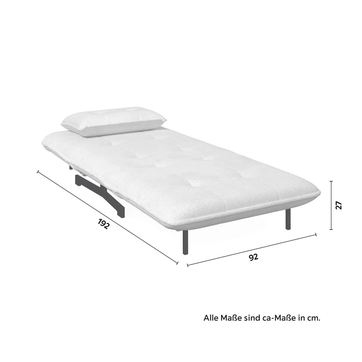 Rozkládací křeslo LUNA, bílé buklé, max.120 kg - bílá/černá, Moderní, kov/textil (92/86/80cm) - Bessagi Home