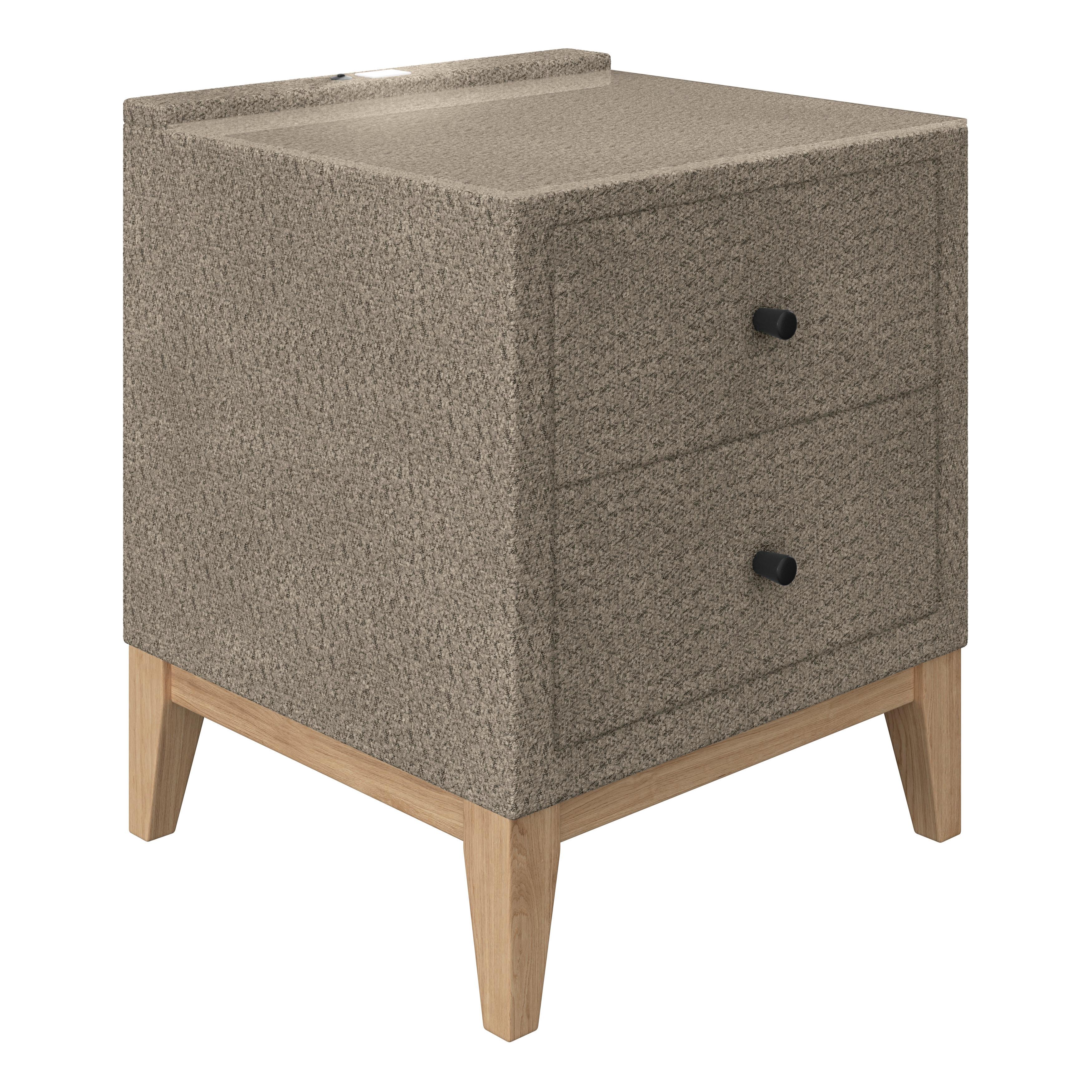 Nachtkästchen Smile inkl. Beleuchtung, B: 49cm - Taupe, KONVENTIONELL, Glas/Holz (49/58,5/46cm) - James Wood