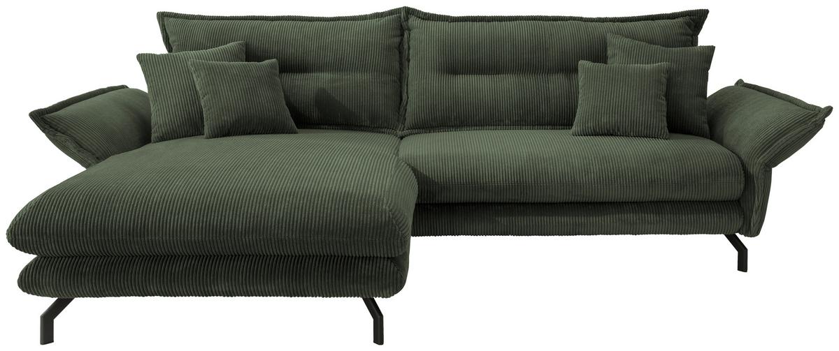 Ecksofa Lava Grün S: 180/255 Cm - Schwarz/Grün, MODERN, Textil (180/255cm) - Livetastic