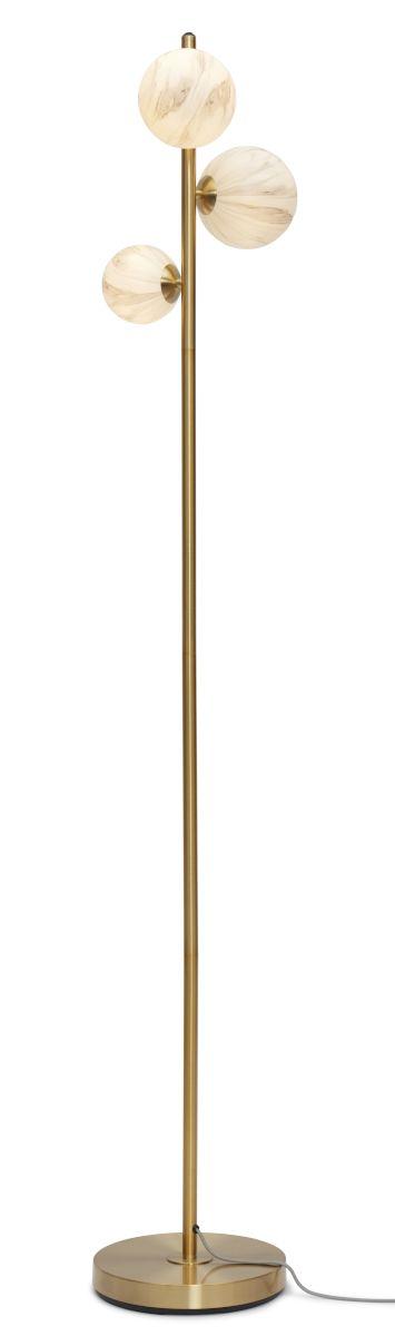 Stehleuchte Carrara D: 25 cm 3-Flammig mit Schalter - Goldfarben/Weiß, Basics, Glas/Metall (25/159cm) - It's about Romi