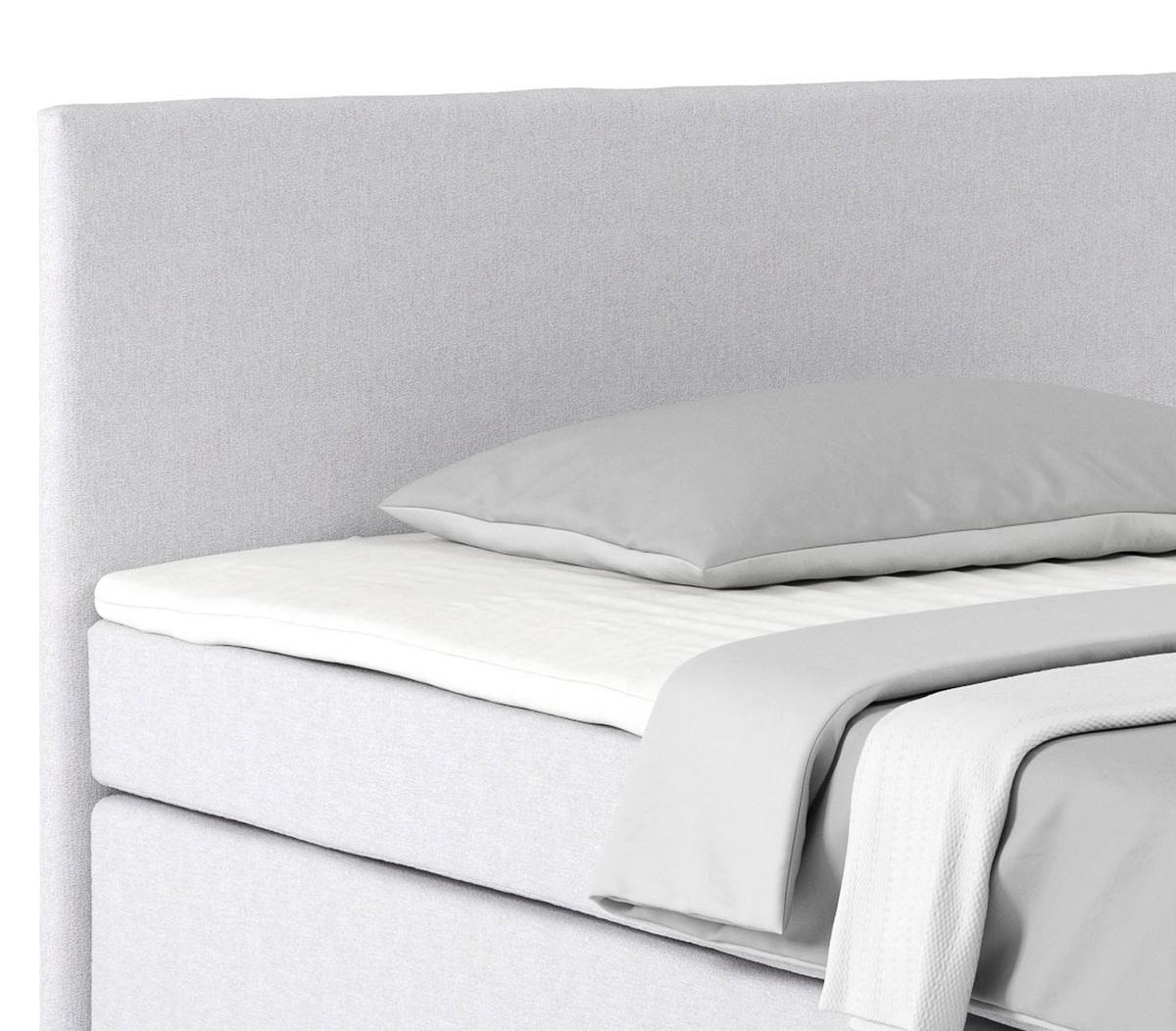 Postel Boxspring Nero, 140 x 200 cm, bílošedá - barvy chromu/šampaňská, Konvenční, kov/textil (140/200cm)
