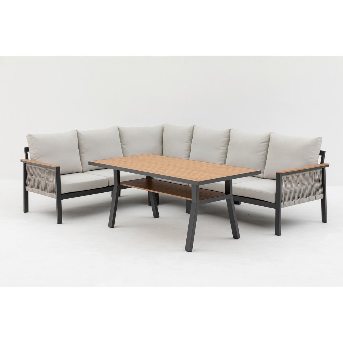 DINING-LOUNGESET CANORA - Ecru/Anthrazit, MODERN, Textil/Metall - Gardenson