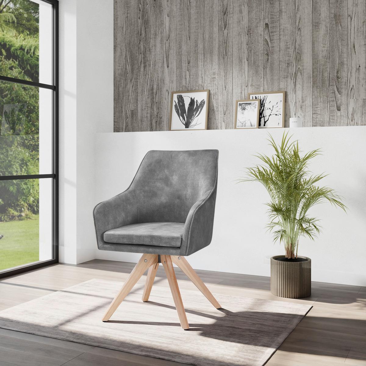 ŽIDLE S PODRUČKAMI LISA - světle šedá/přírodní barvy, Konvenční, dřevo/textil (62/83/63cm)