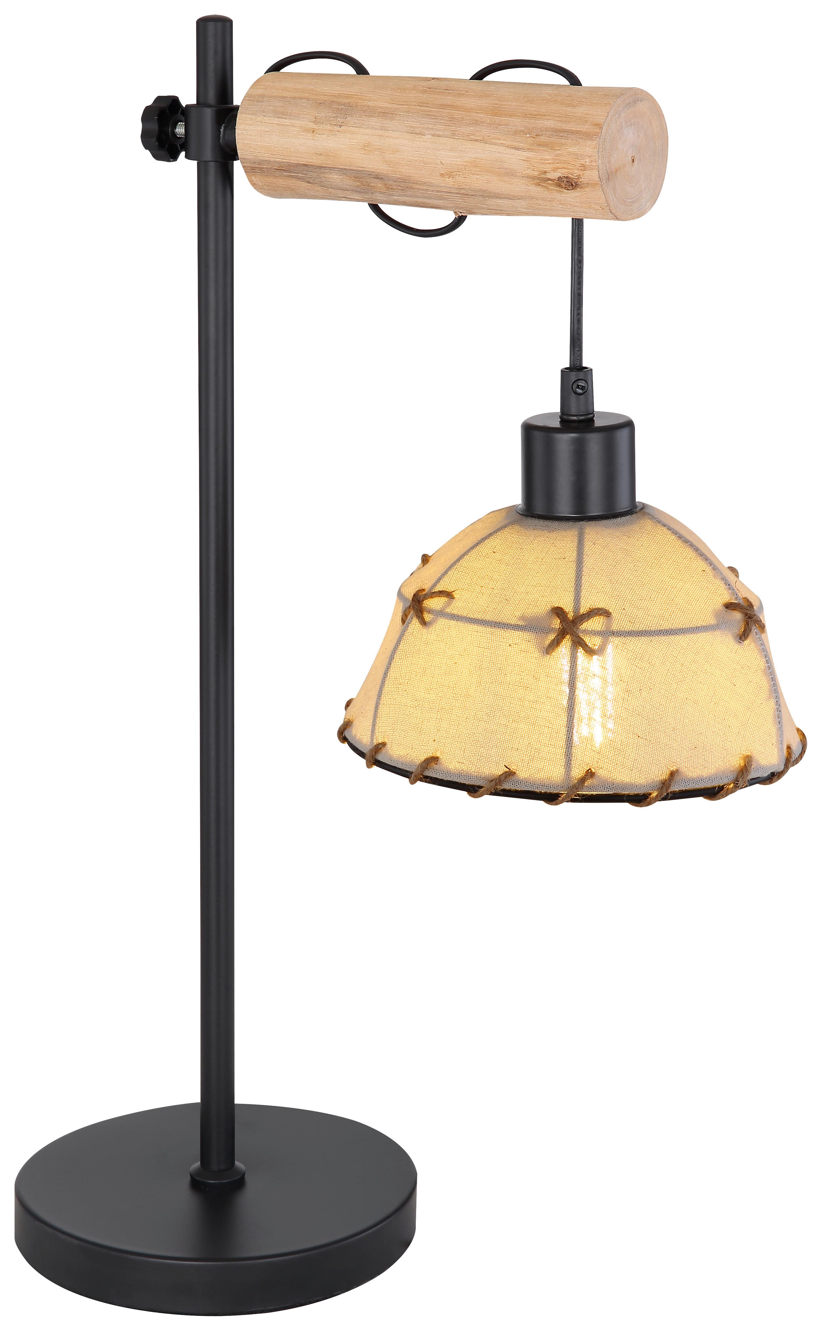 Tischlampe Rex Beige/schwarz Rustikal Mit Schalter - Beige/Schwarz, Natur, Naturmaterialien/Textil (36/18/55cm) - Globo