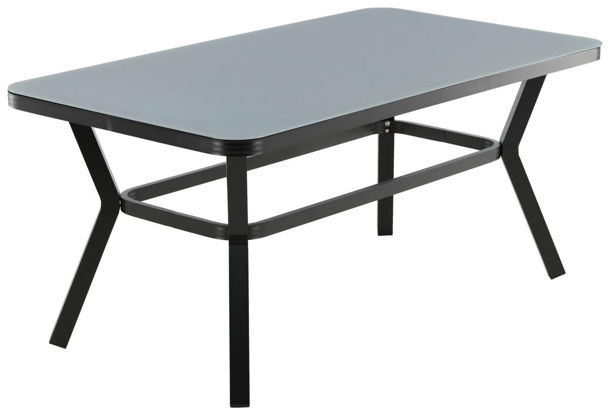 Gartentisch Virya - Schwarz/Grau, KONVENTIONELL, Glas/Metall (160/90/74cm) - Gardenson