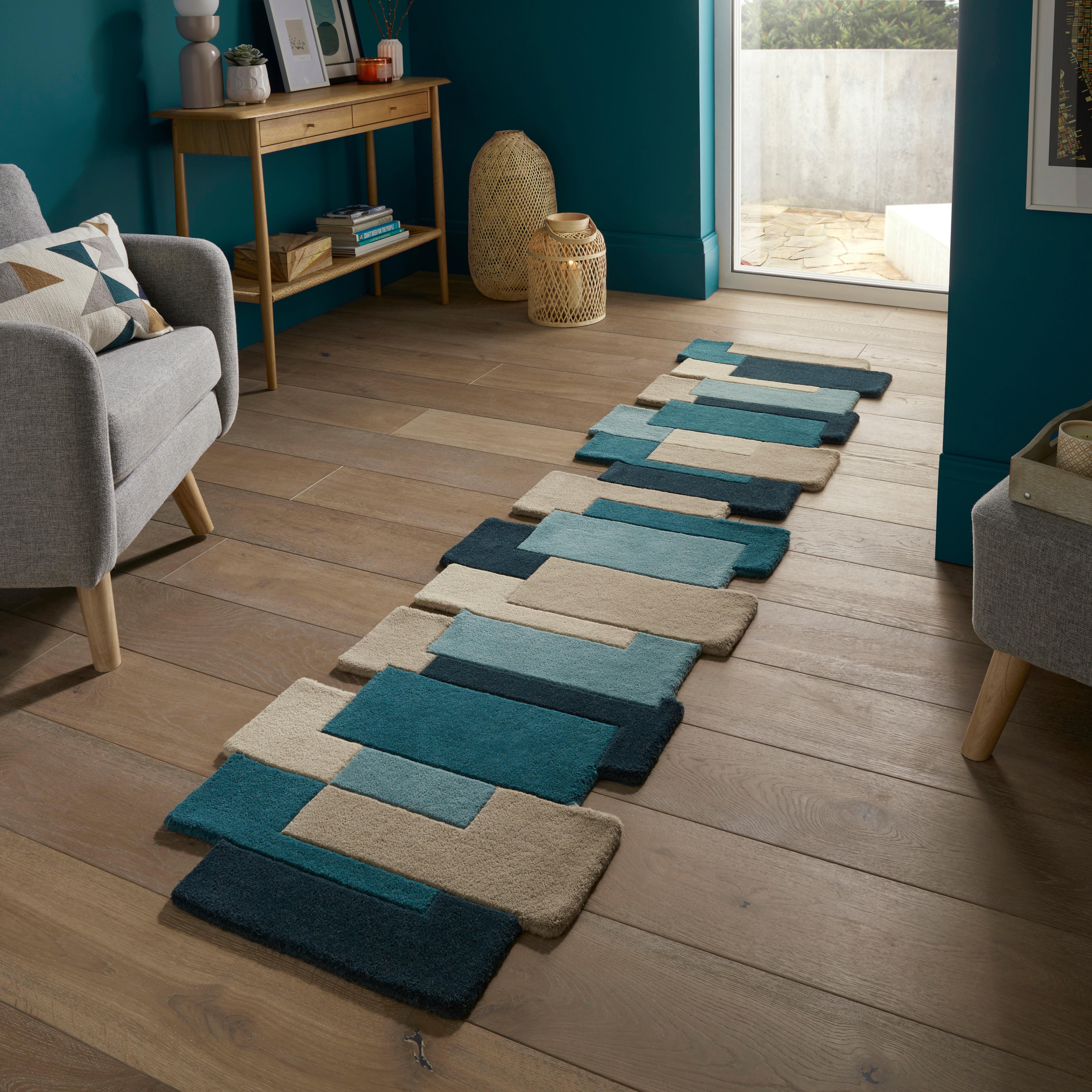 Wollteppich Petrol 230x60 Cm - Petrol, Basics, Textil (230/60cm)