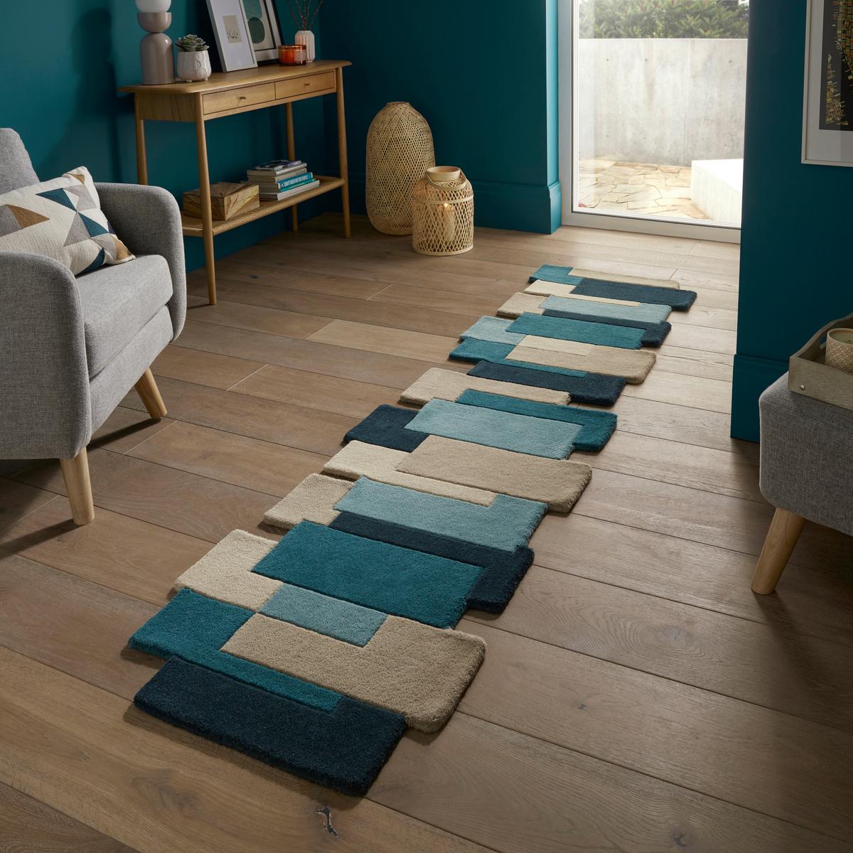 Wollteppich Petrol 230x60 Cm - Petrol, Basics, Textil (230/60cm)