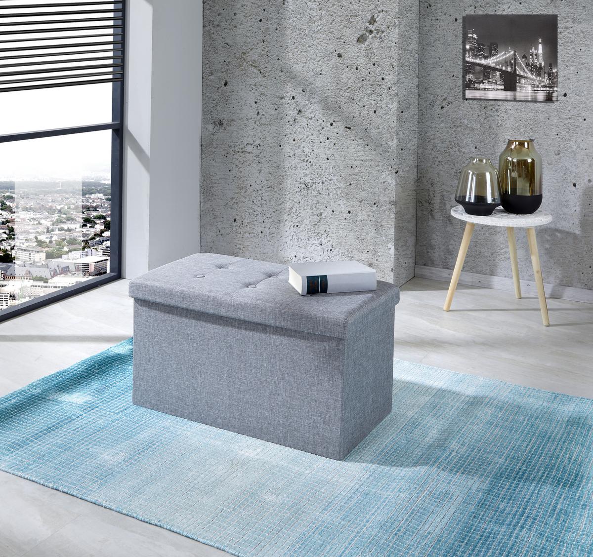 Sitztruhe Franz 2 Grau L: 70 Cm Gepolstert Mit Stauraum - Grau, MODERN, Holz/Textil (70/38/38cm)