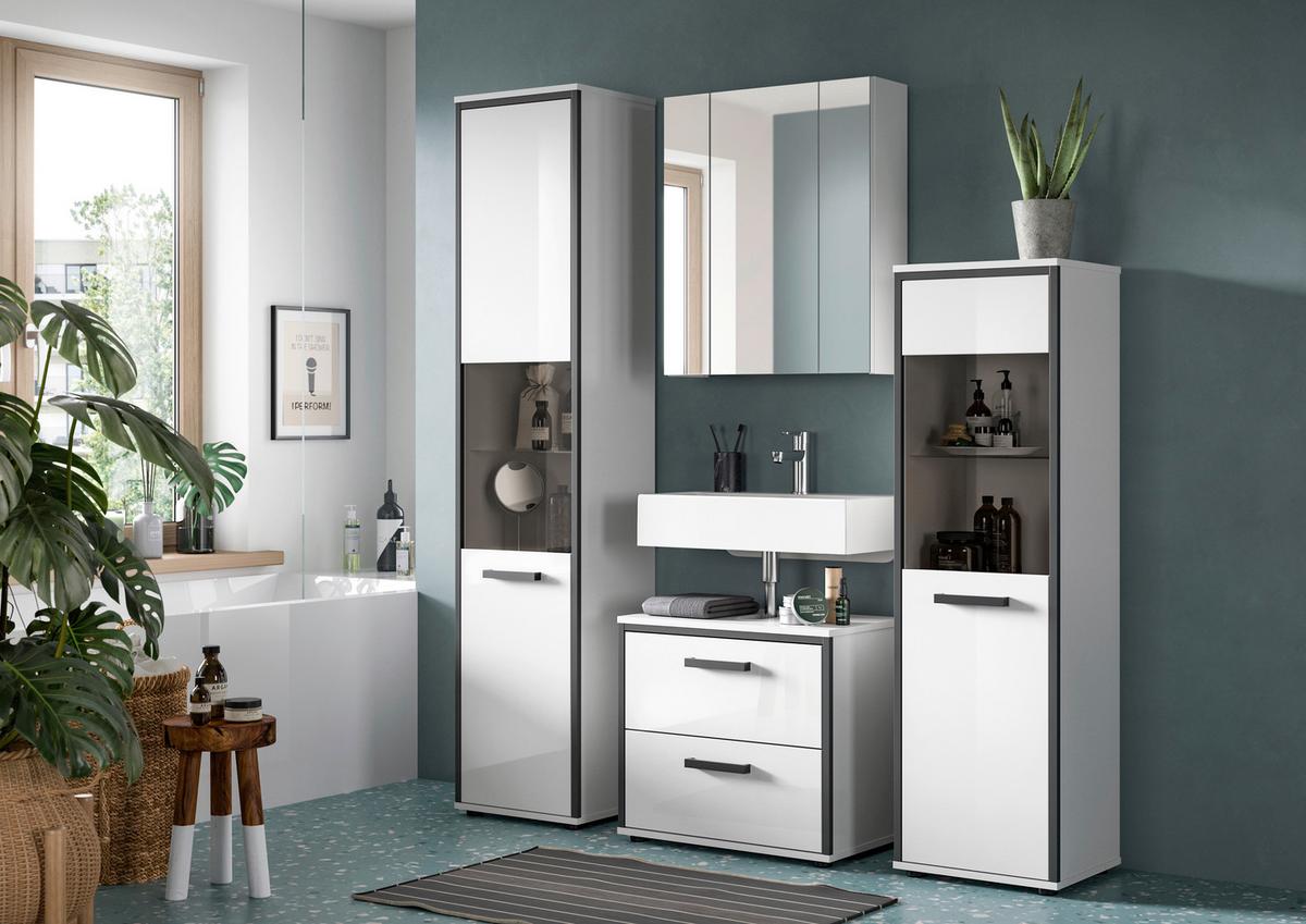 Badezimmer Kojak Schwarz/weiß K: 140 Cm - Weiß Hochglanz/Schwarz, MODERN, Holzwerkstoff (140cm) - MID.YOU