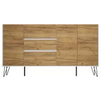 Sideboard Posseik Industrial Eichefarben/weiß B: 177cm - Eichefarben/Weiß Hochglanz, Design, Holzwerkstoff (177/93,6/42cm) - P & B