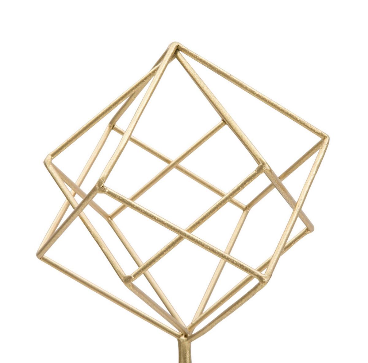 Skulptur Decor Cube Weiß, Goldfarben, H: 52,5 Cm - Goldfarben/Weiß, Basics, Stein/Metall (16/52.5/18cm)