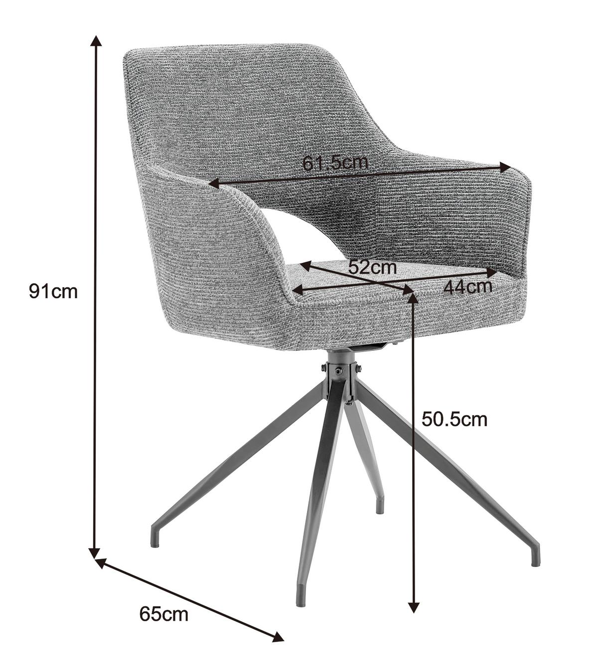 Armlehnstuhl Puro Schwarz/Dunkelgrau B: 60 cm - Dunkelgrau/Schwarz, MODERN, Textil/Metall (60/89/67cm) - Livetastic