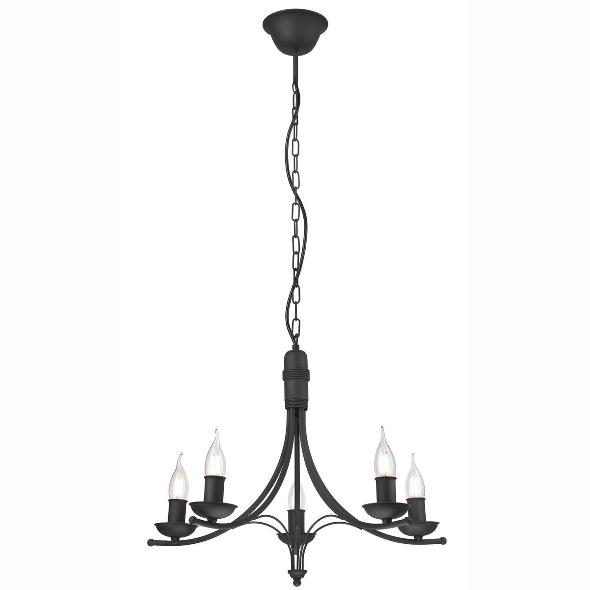 Kronleuchter 44101 Lucy - Schwarz Hochglanz, KONVENTIONELL, Metall (58/100cm)