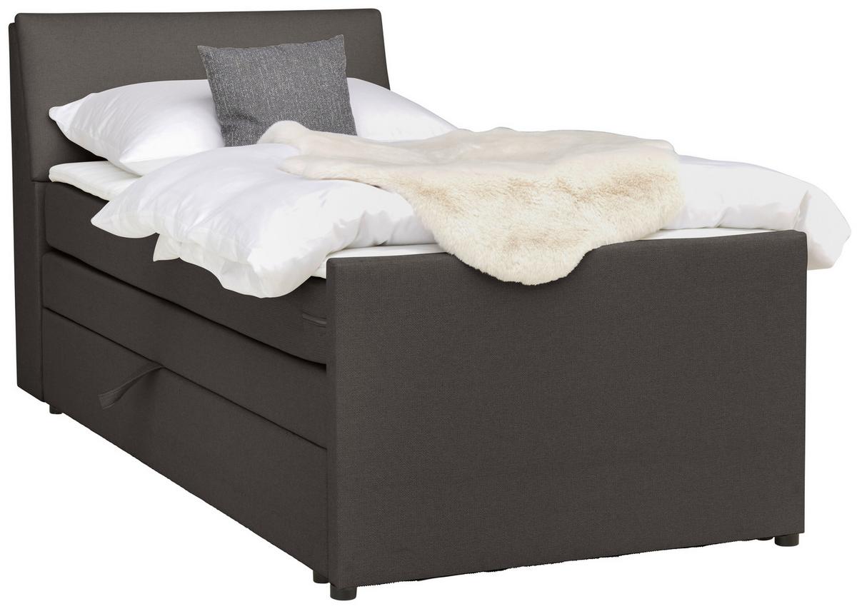 Boxspringbett mit Bettkasten Nida 100x200 cm Graphitfarben - Graphitfarben/Schwarz, MODERN, Holz/Textil (100/200cm) - MID.YOU